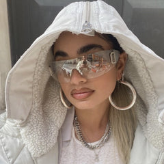 Fashion Rimless Y2K Sunglasses Retro Wrap Around Frameless Sunglasses Fashion Rimless Y2K Sunglasses Retro Wrap Around Frameless Sunglasses