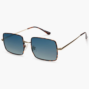 Vintage Tortoise Frame Gradient Blue Lens Sunglasses