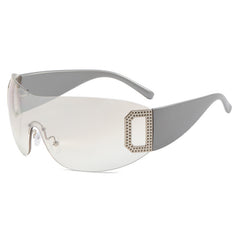 Fashion Rimless Y2K Sunglasses Retro Wrap Around Frameless Sunglasses